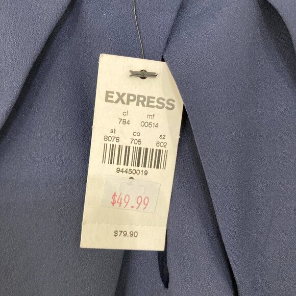 New Express size 2 Navy Sleeveless Fit and Flare Mesh Detail Side Zip Dress - Picture 4 of 9